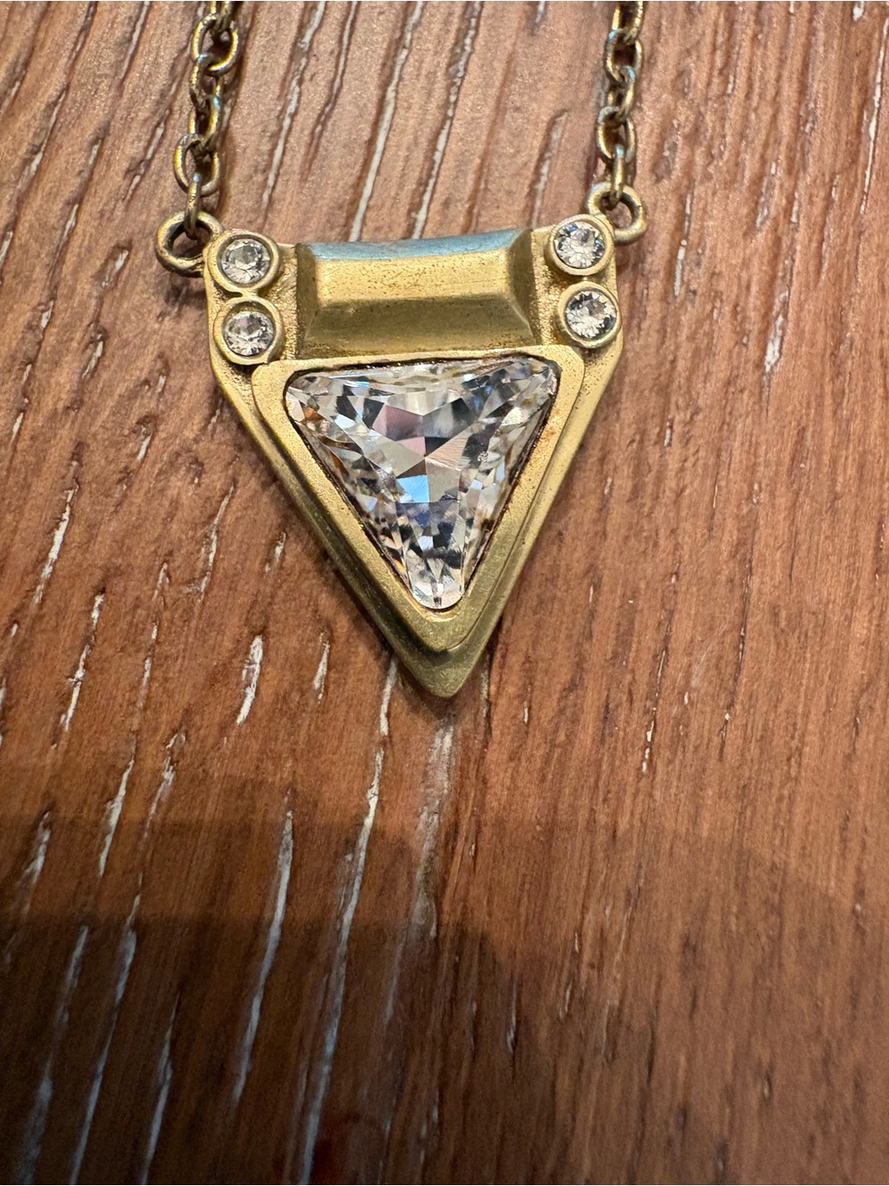 Silpada Gold-Tone Triangle Crystal Pendant Necklace - Clear Stone